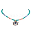 Horse Eye Alloy Enamel Pendant Necklace NJEW-JN04389-1