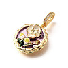 Brass Micro Pave Cubic Zirconia & Enamel Pendants KK-R222-09G-04-2
