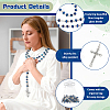 15Pcs Jesus Cross Zinc Alloy Pendant Blue Glass Rondelle Rosary Bead Necklaces for Women Men NJEW-WA0001-02-4