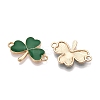 Rack Plating Alloy Green Enamel Shamrock Connector Charms ENAM-N056-354G-2