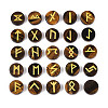 Brass Elder Futhark Alphabet Engraved Symbol Flat Round Natural Tiger Eye Rune Stones G-I373-01L-1