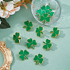 12Pcs Saint Patrick's Day Alloy Enamel Shamrock Brooch JEWB-FH0001-64A-4