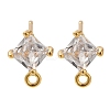 Brass Clear Cubic Zirconia Stud Earrings Finding for Women EJEW-B107-11G-1