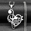 201 Stainless Steel Musical Note Heart Quote Pendant Necklaces LS-NJEW-K283-03P-1