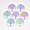 Ion Plating(IP) 201 Stainless Steel Filigree Pendants LS-STAS-S108-44-1