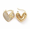 Cubic Zirconia Heart Thick Hoop Earrings EJEW-F304-01G-01-2