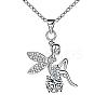 Silver Plated Brass Cubic Zirconia Fairy Pendant Necklaces NJEW-BB03304-1