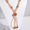 Glass Beads with Agate Beaded Necklaces X-NJEW-E040-02-2