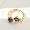 Brass & Cubic Zirconia Finger Rings CU-CBA7E55-12G-2