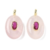 Natural Rose Quartz & Cubic Zirconia Pendants G-Z076-01G-20-1