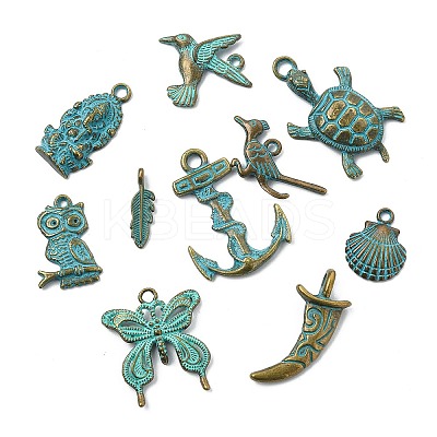 50Pcs 10 Styles Tibetan Style Alloy Pendants FIND-CJ0004-28-1