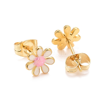 304 Stainless Steel Enamel Stud Earrings EJEW-B009-18G-04-1