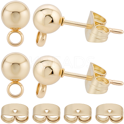 100Pcs 304 Stainless Steel Ball Post Stud Earring Findings STAS-BBC0008-46-1