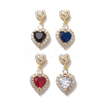 Rack Plating Brass Cubic Zirconia Pendants KK-E003-37G-1