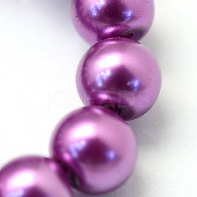 Baking Paint Pearlized Glass Pearl Round Bead Strands X-HY-Q003-10mm-16-1