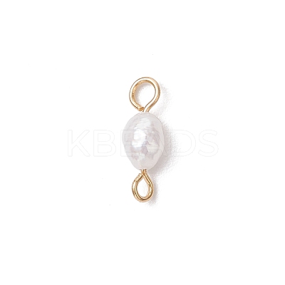 Natural Cultured Freshwater Pearl Potato Links Connector Charms PALLOY-JF04173-02-1