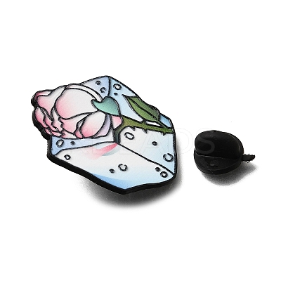 Ice Block & Rose Flower Enamel Pins JEWB-Z052-01EB-04-1