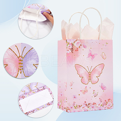16Pcs 2 Colors Butterfly Print Paper Packaging Bags ABAG-BBC0001-29A-1