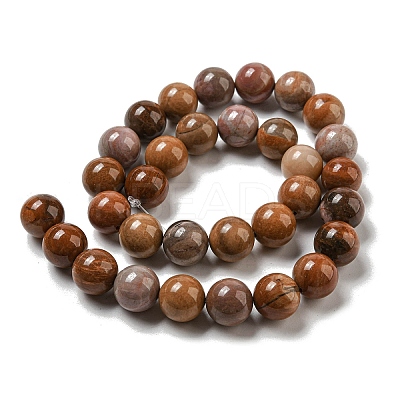 Natural Petrified Wood Round Bead Strands G-F266-08-8mm-1
