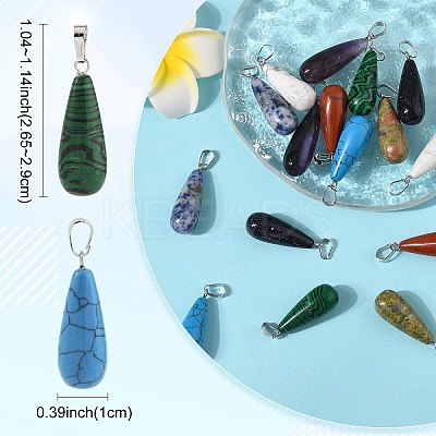 16Pcs 8 Styles Natural & Synthetic Mixed Gemstone Pendants G-YW0002-35-1