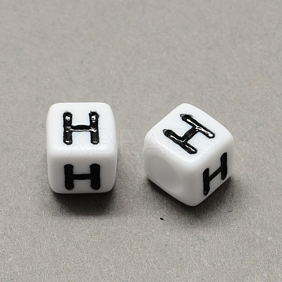 Large Hole Acrylic Letter European Beads SACR-Q103-6mm-01H-1
