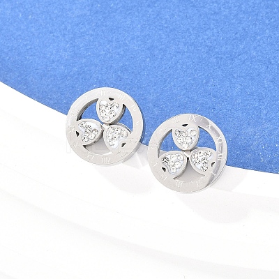 Flower 304 Stainless Steel Stud Earrings EJEW-H175-01P-1