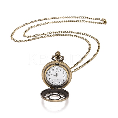 Retro Alloy Openable Quartz Pocket Watch Pendant Necklace WACH-M126-M01-1