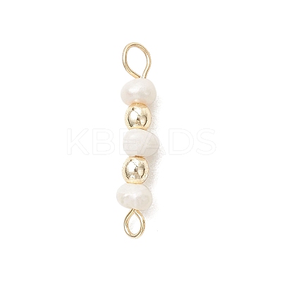 Natural Cultured Freshwater Pearl Potato with Round Electroplate Synthetic Non-magnetic Hematite Beaded Connector Charms PALLOY-JF04854-02-1