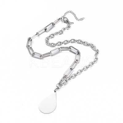 Non-Tarnish 304 Stainless Steel Paperclip Chains & Cable Chain Jewelry Sets SJEW-K153-58P-1
