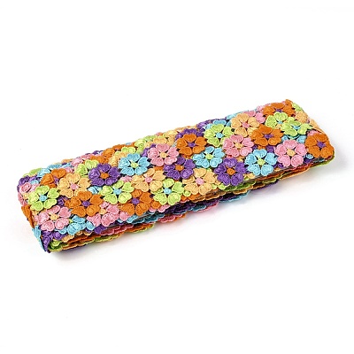 5 Petals Flower Polyester Lace Trims OCOR-H109-01-1