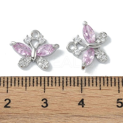 Brass Micro Pave Clear Cubic Zirconia Charms KK-H482-09P-03-1
