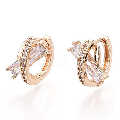 Rack Plating Brass Micro Pave Cubic Zirconia Hoop Earrings EJEW-P238-09KCG-1