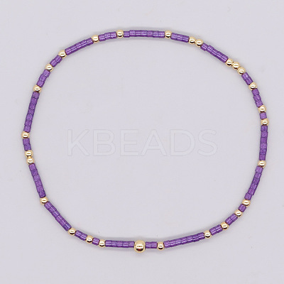 Bohemian Style Rainbow Glass & Brass Beaded Handmade Fashion Women's Bracelet QD2599-24-1