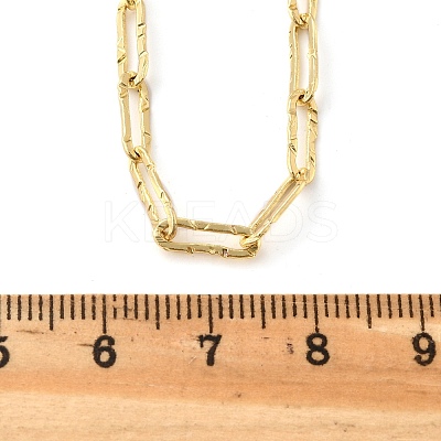 Brass Textured Paperclip Chain Necklaces for Women Men NJEW-F337-02G-02-1
