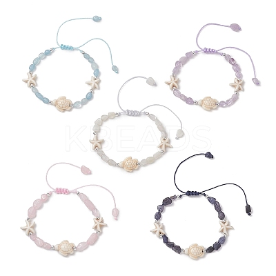 Natural & Synthetic Gemstone Beads Braided Bead Bracelets BJEW-JB13275-1