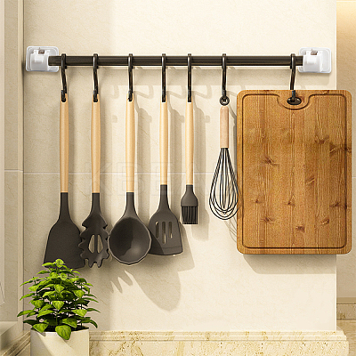 6 Sets Plastic Self Adhesive Curtain Rod Hanger FIND-GF0001-48-1
