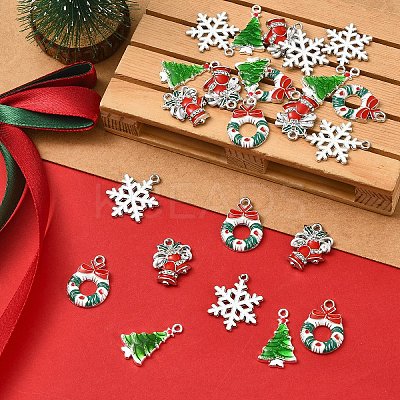 24Pcs 4 Styles Christmas Alloy Pendants ENAM-YW0006-43-1