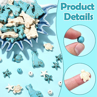 80Pcs 8 Styles Dyed Synthetic Turquoise Beads Sets G-YW0001-84-1
