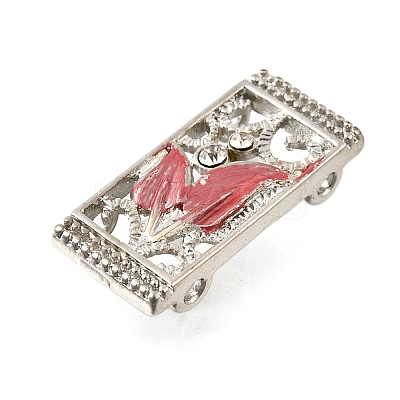 Brass Crystal Rhinestone Rectangle with Leaf Multi-Strands Links KK-P306-16P-1