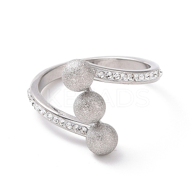 Crystal Rhinestone Triple Round Ball Finger Ring RJEW-D120-17B-P-1