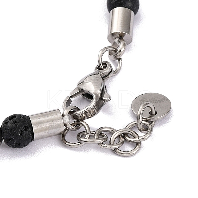 Natural Lava Rock & Synthetic Magnetic Hematite Anchor Beaded Bracelet BJEW-P339-01P-06-1
