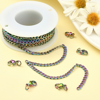 DIY Rainbow Color Chain Necklace Making Kit DIY-YW0005-90-1