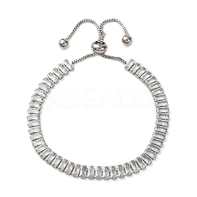 304 Stainless Steel with Clear Cubic Zirconia Link Chain Bracelets BJEW-G754-03P-01-1
