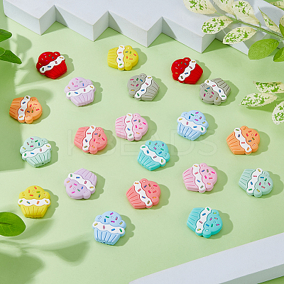 20Pcs 10 Colors Cup Cake Food Grade Eco-Friendly Silicone Beads SIL-DC0001-71-1