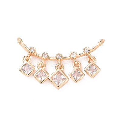 Brass Pave Clear Cubic Zirconia Connector Charms LS-ZIRC-K088-16KCG-1