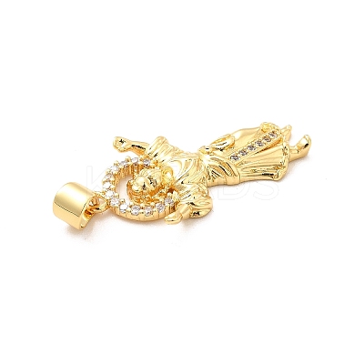 Rack Plating Brass Micro Pave Cubic Zirconia Pendants KK-K270-34G-1