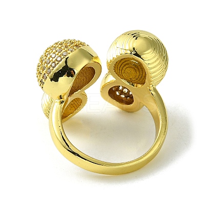 Brass Micro Pave Cubic Zirconia Open Cuff Rings RJEW-K256-43G-1