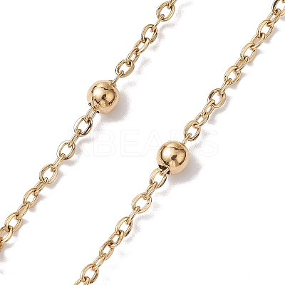 Flower Glass Beaded Link Chain AJEW-JB01207-01-1