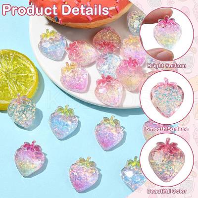 25Pcs 5 Colors Transparent Resin Fruit Decoden Cabochons RESI-CJ0004-16-1