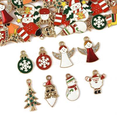 40Pcs Christmas Theme Alloy Enamel Pendants ENAM-FS0004-19-1